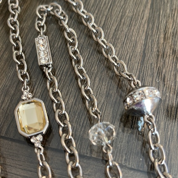 Chico’s Silver-tone Long Chain Station Necklace with Gems - Picture 4 of 14